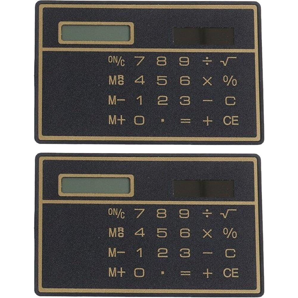 Luxylei Black Portable Solar Calculator, 2 Pcs 8 Digit Ultra Thin Credit Card Design Mini Calculator For Home Office School