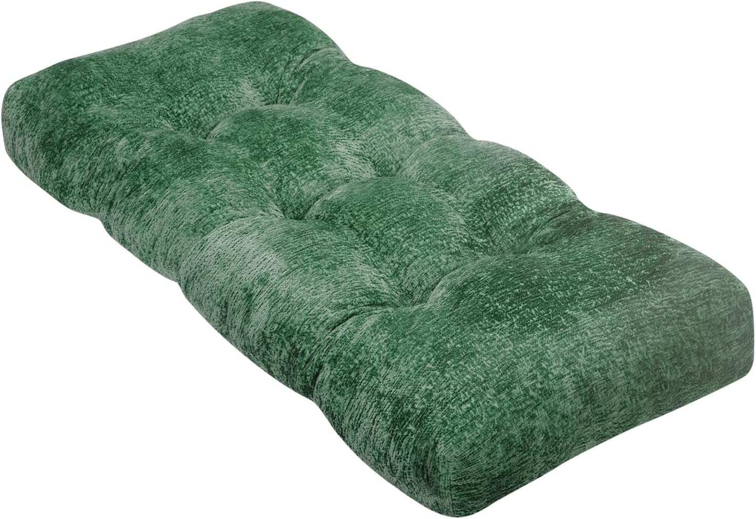 36 Inch Bench Cushion, Green Red Tufted Window Seat Cushion - 4" High-Density Memory Foam, Soft Fuzzy Chenille Non-Slip Bench Pad for Bay Window, Patio, Living Room (36x14x4)