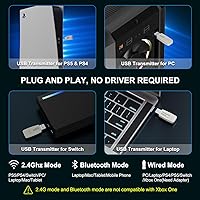 Vista 2 de YOTMS Auriculares inalámbricos para juegos PS5 para PS4, PC, Switch, 2.4Ghz Auriculares inalámbricos para juegos sobre la oreja con micrófono