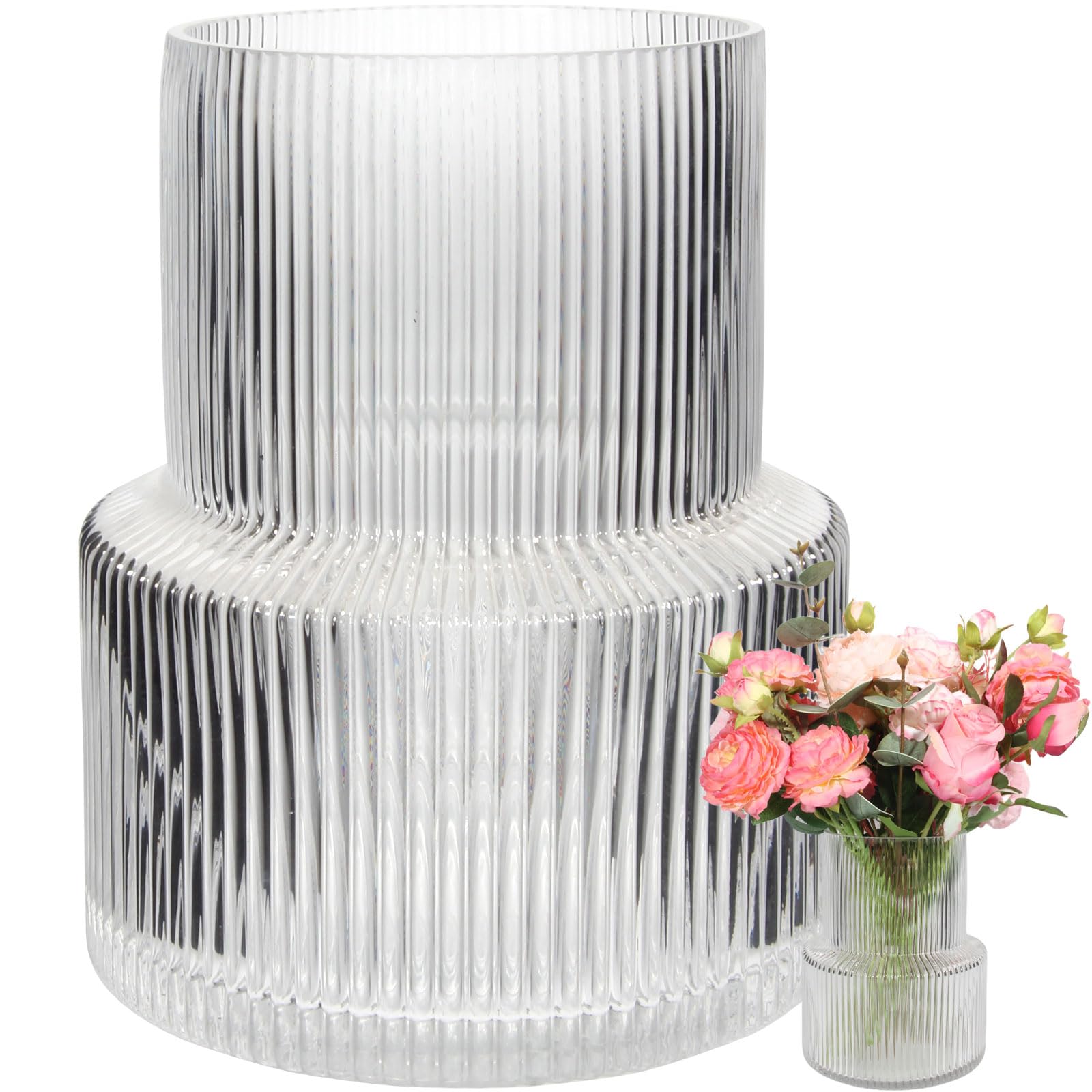 Jarrón Cristal, Jarron Cristal Decoracion, Jarrones Decorativos Hogar Modernos, Jarrón de Mesa en Estilo Minimalista ​Moderno, Dormitorio, Cocina, Sala de Estar, Centro de Mesa, Escritorio