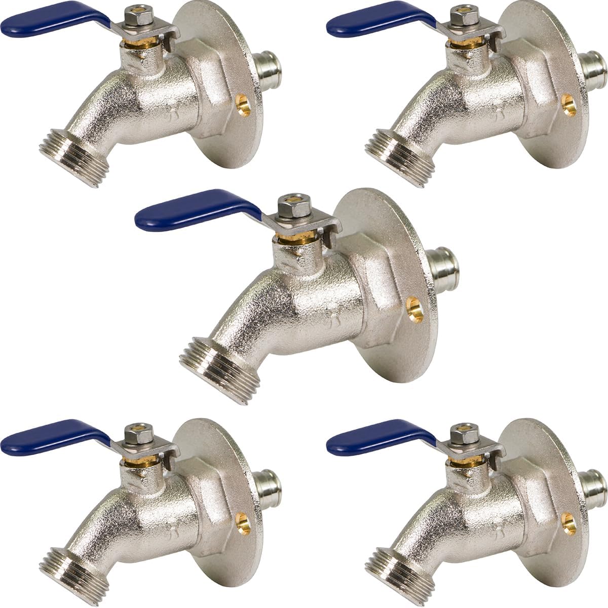 Midline Valve 3387XJS-5 Sillcock Hose Bibb with Oversized Flange 1/2 in. pex a inlet x 3/4 in. mht hose outlet Chrome Plated Brass (5 Pack)