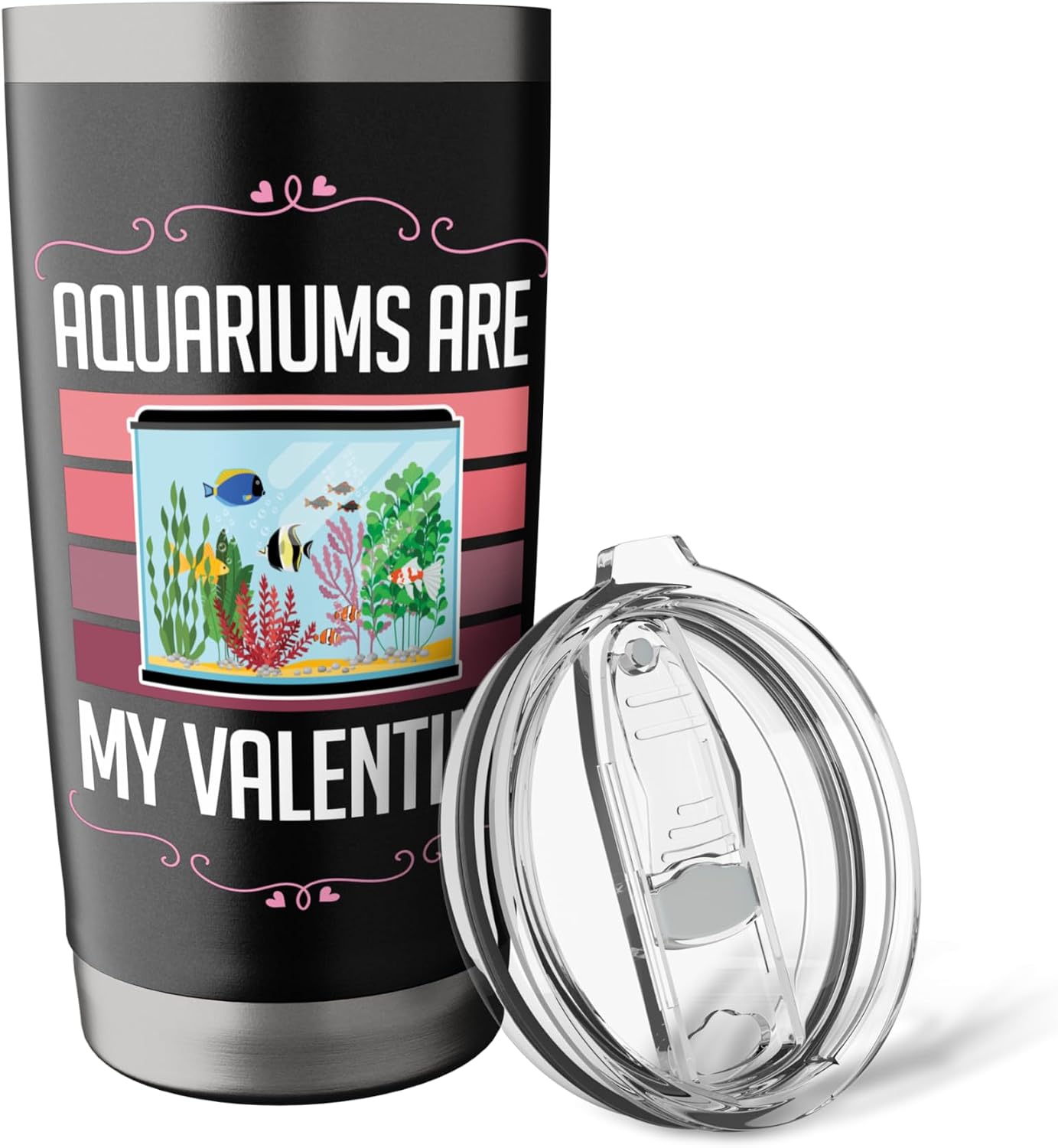 Aquariums Are My Valentine Funny Anti Valentine Aquarium Stainless Steel Insulated Tumbler image 5