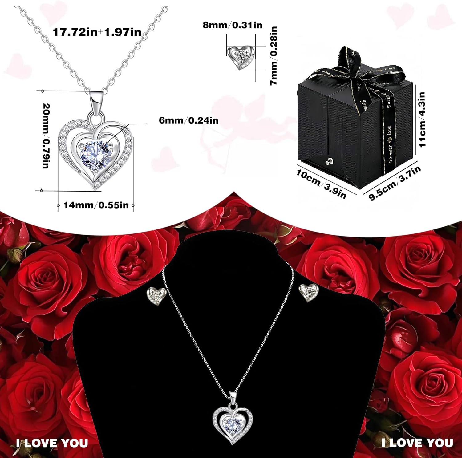 Preserved Red Real Rose creates eternal love with Ocean Star Necklace, including a pair of heart-shaped stud earrings, red rose birthday gifts, gifts for women, gifts for girlfriend, wife gifts gifts for mom, Mother's Day gifts, Christmas gifts, Valentine Day gifts - Image 6