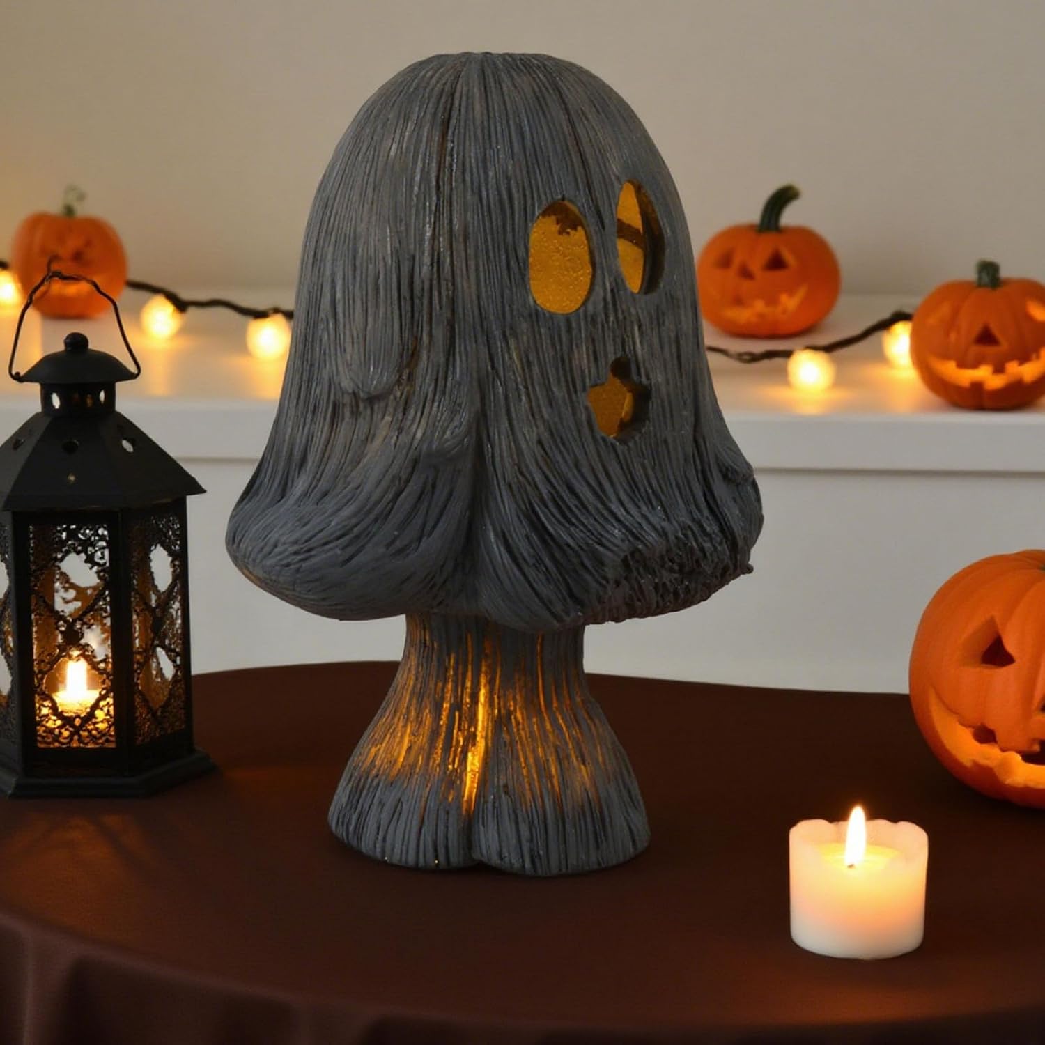 Light Up Ghosty Halloween Decorations LED Ghostly Mushroom Lamp & Figurines For Indoor Tabletop Party Decor Light Up Ghosty Halloween Decors