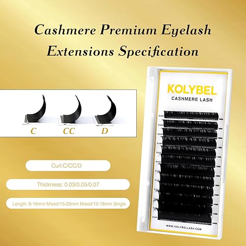 Miniatura 7 de Extensiones de pestañas de cachemira de 0.002 in, rizo D de 0.315-0.630 in, bandeja mixta, extensiones de pestañas individuales de primera calidad,