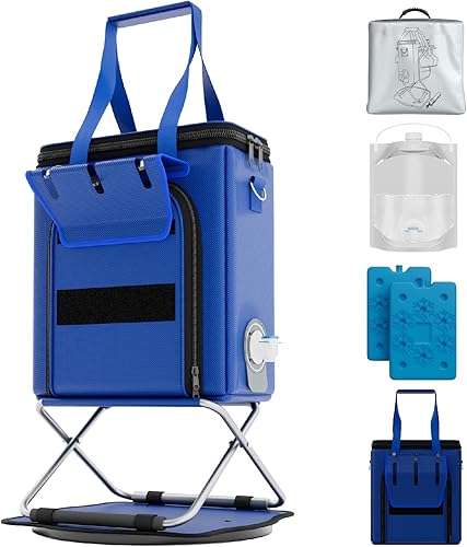 Bolsa enfriadora de camping con soporte de rotación de 360 y vejiga de grado alimenticio de 4 litros, bolsa enfriadora de vino con correa para el