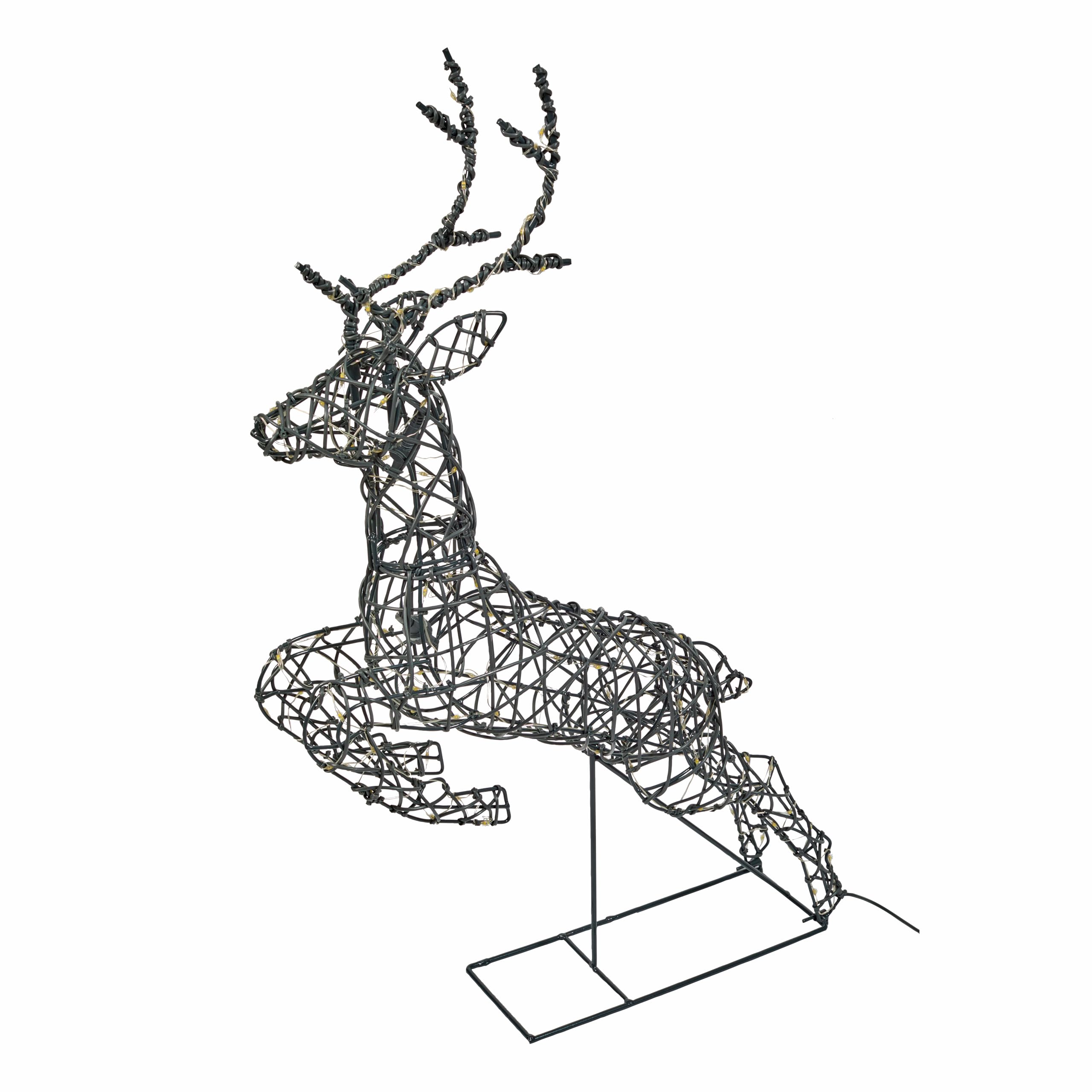 Light4fun Kleiner Hirsch mit springendem Harlow | strombetrieben | mit 120 LEDs, Timer & 3 Beleuchtungsmodi Weihnachten Weihnachtsdeko | wetterfest für Garten außen | Höhe 80 cm