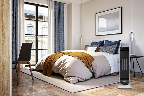 Miniatura 2 de Calentador de torre digital de cerámica DeLonghi 1500w fabricado con materiales reciclados y embalaje, remoto, ECO, oscilación