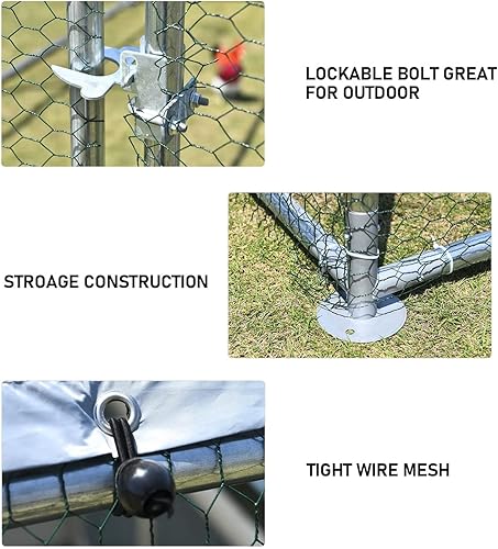 Vista 22 de 4ever2buy Gallinero grande de metal con jaula de aves de corral para corrales, jaula de corral para corrales, gallineros techados con cubierta