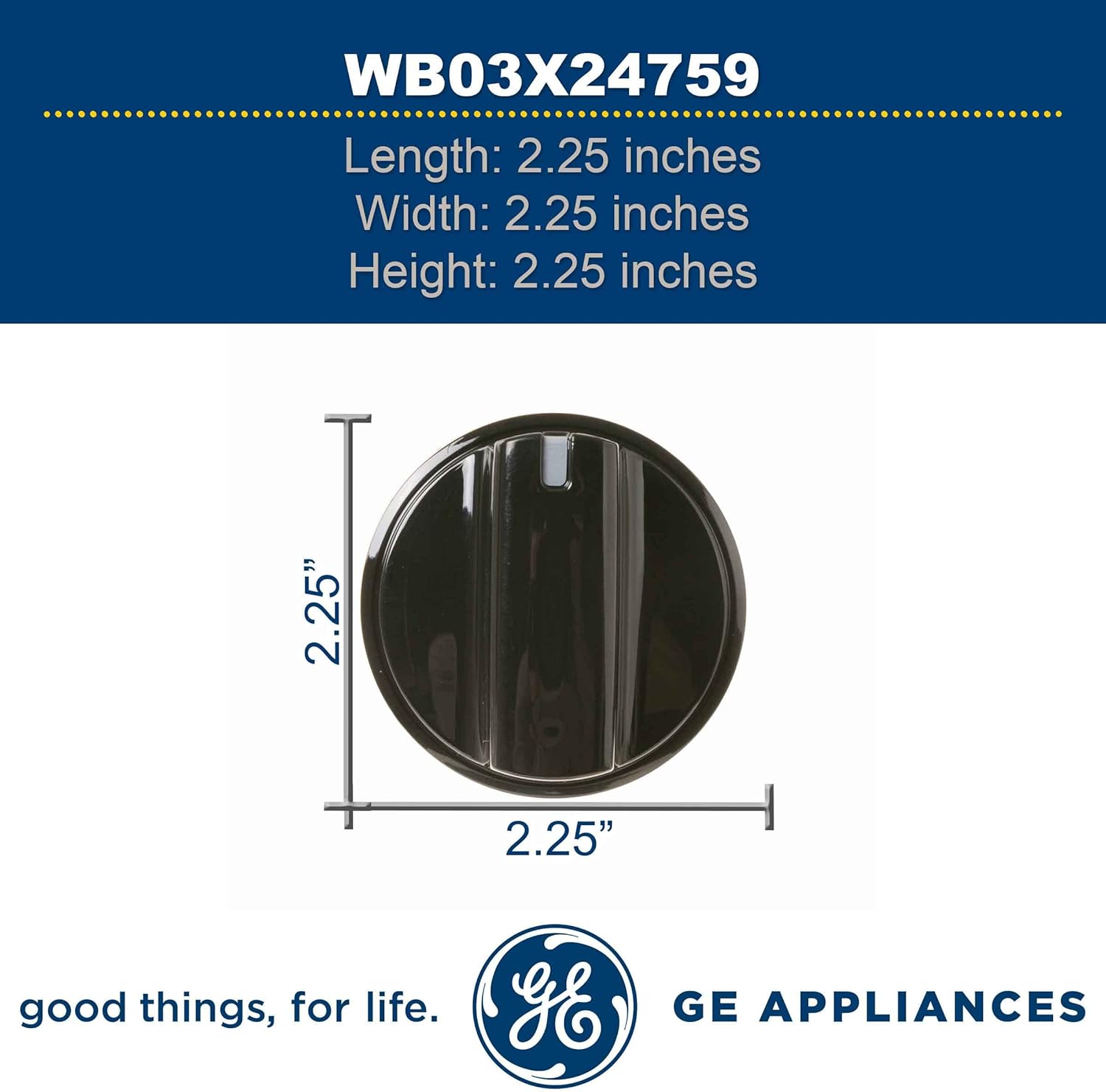 GE WB03X24759 Range Surface Burner Knob (Black)