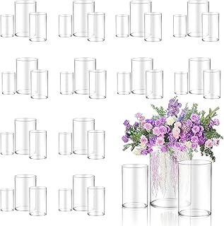 36pcs Glass Vase Cylinder for Centerpieces Small Flower Glass Clear Home Decor Centerpiece Table