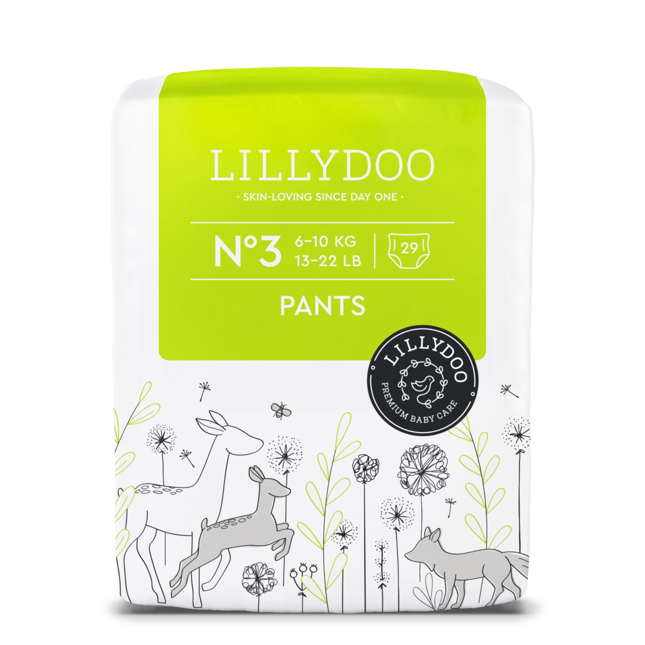 LILLYDOO Baby Windeln Pants - Größe 3 (6+ kg), 29 Höschenwindeln, Sicherer Auslaufschutz - Hautfreundlich, Weich & Ohne Lotionen für empfindliche Haut, Dermatologisch getestet