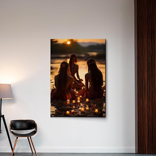 Miniatura 5 de Yoga Wall Art, Canvas Prints Yoga Meditation Studio Room Decorations Tie Dye Hippie Psychedelic Poster with Frame Meditating Peace Wall Art Hanging