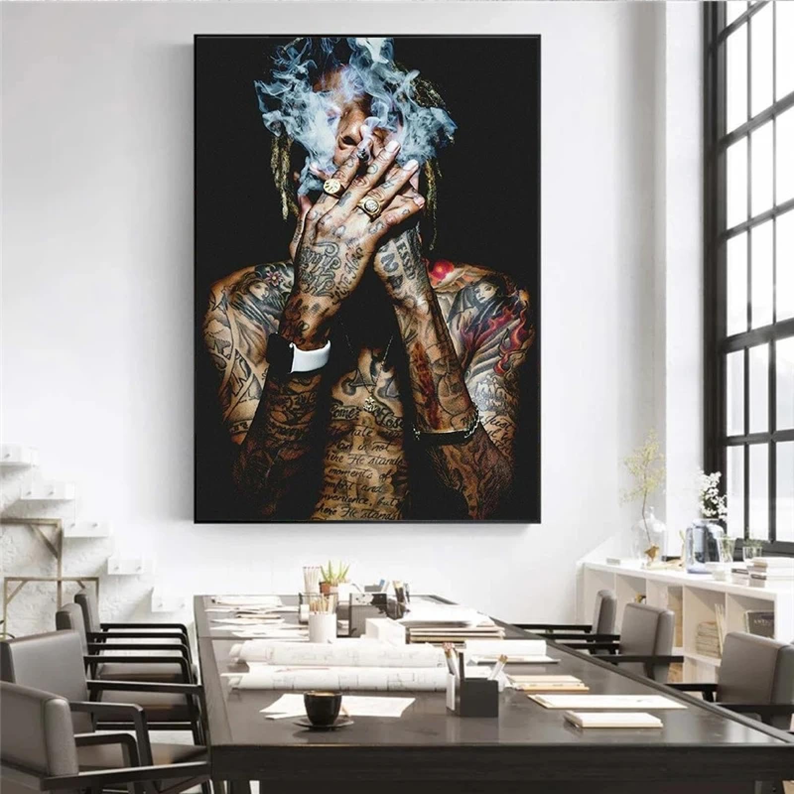 BMGKYAGL Stampa su tessuto di musica rap hip-hop, poster, quadri da parete per soggiorno, decorazione su tela, poster e stampe, cornice 60x80cm