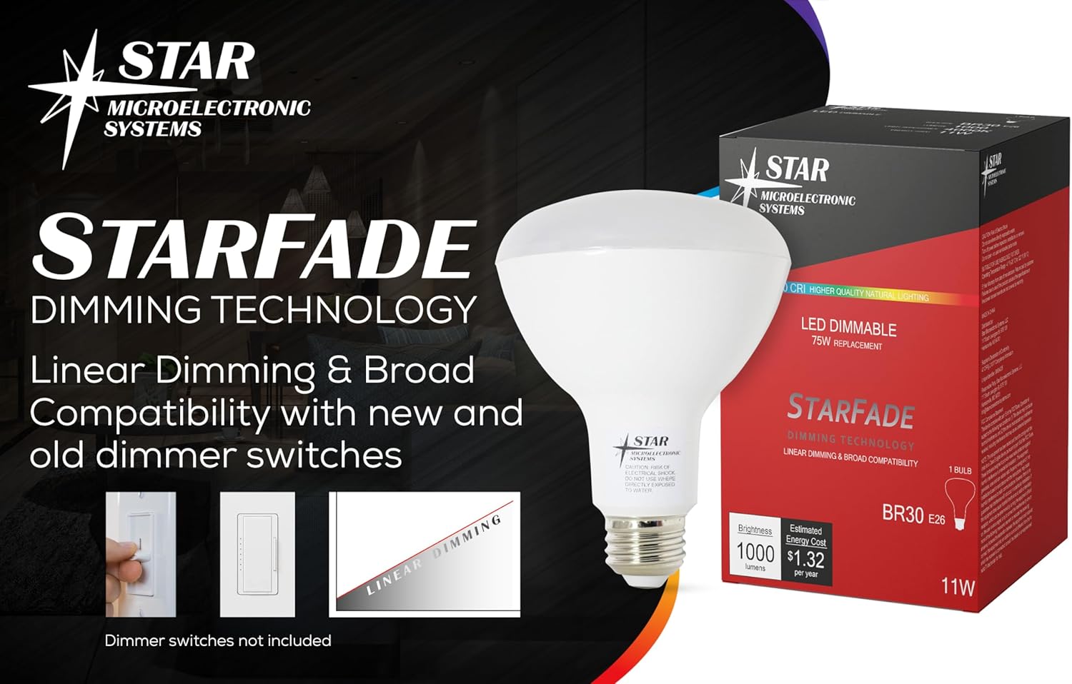 LED Light Bulb Dimmable BROAD COMPATIBILITY 90 CRI 1000 Lumens 5000K 22,000Hrs BR30 (6 Pack)