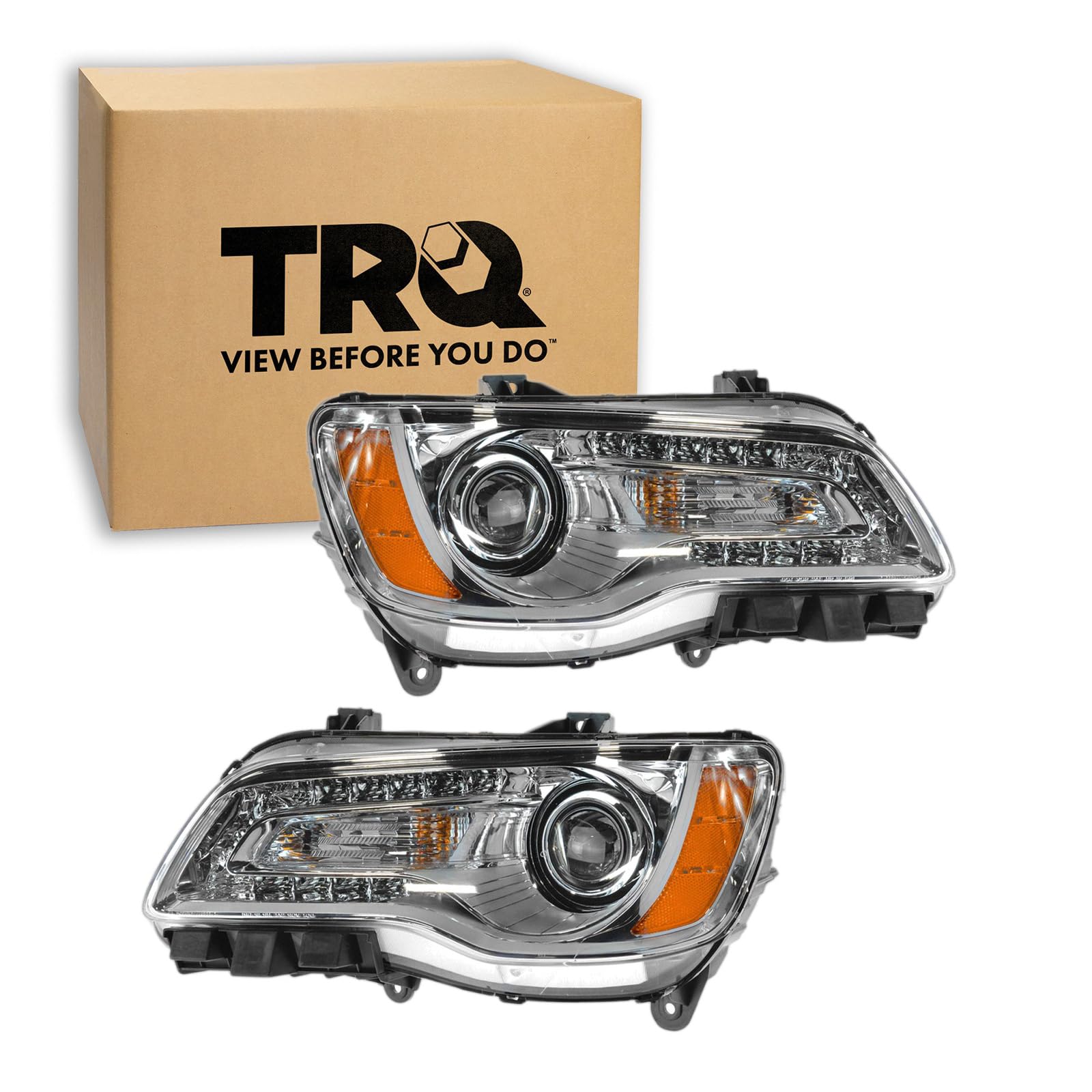 TRQ Headlight Assembly Set CH2502239 CH2503239 Compatible with 2011-2014 Chrysler 300