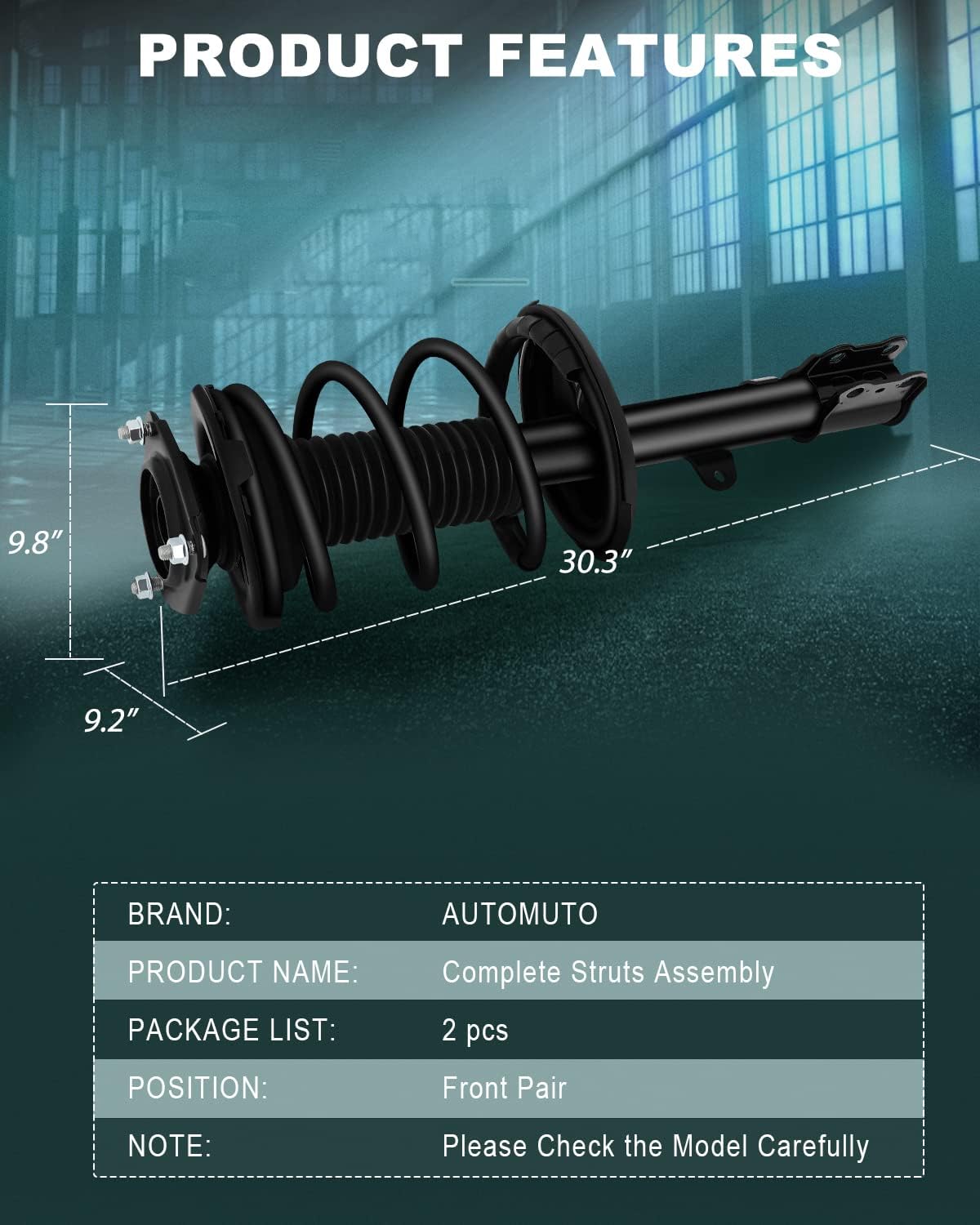 AUTOMUTO Struts & Shocks Quick-Strut Fit For 2001 2002 2003 2004 2005 for Toyota RAV4 - Replace ‎171454 171453