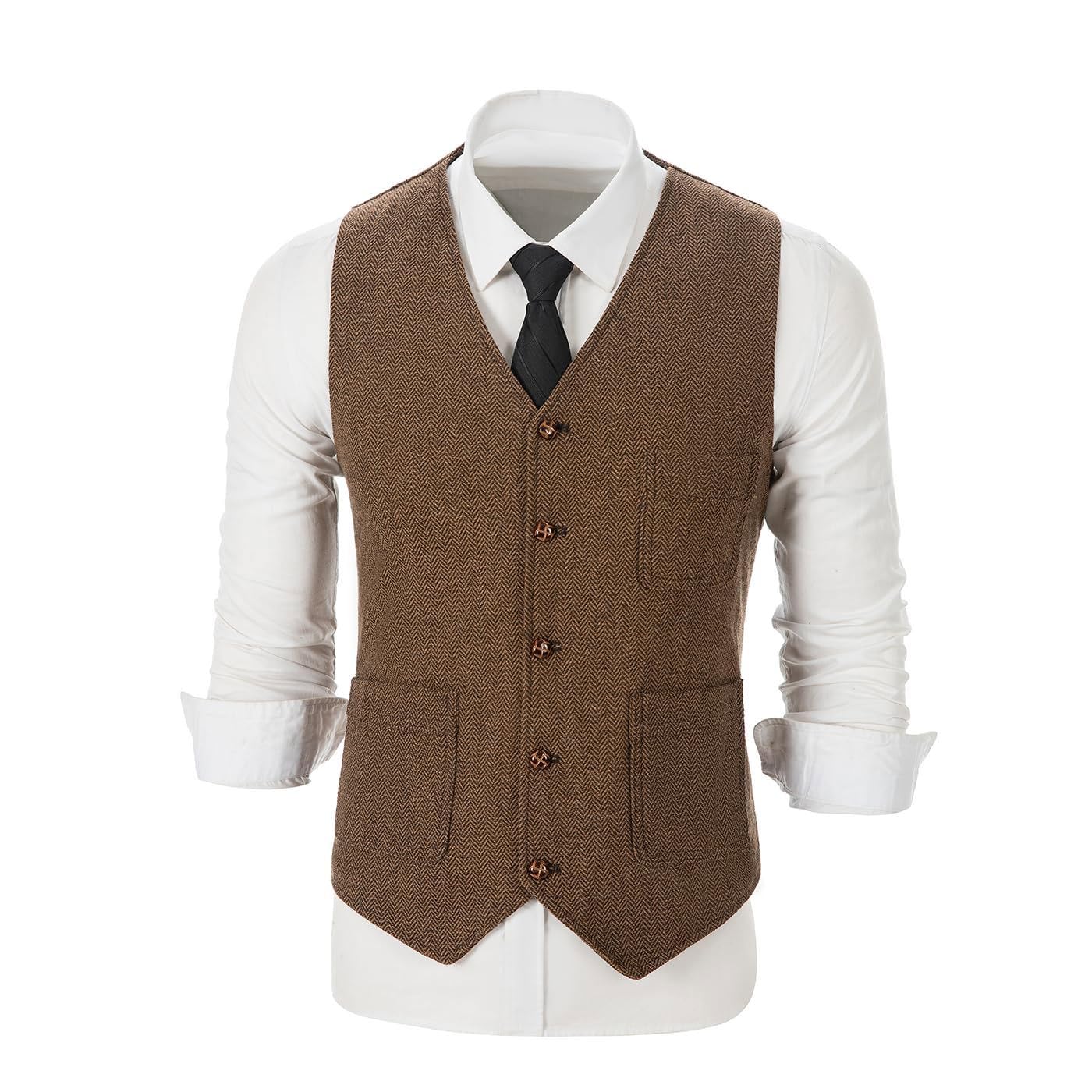 Solovedress Mens Vintage Classic Wolle Anzugweste Formale Regular Fit Weste Anzug Weste für Hochzeit Groomsmen