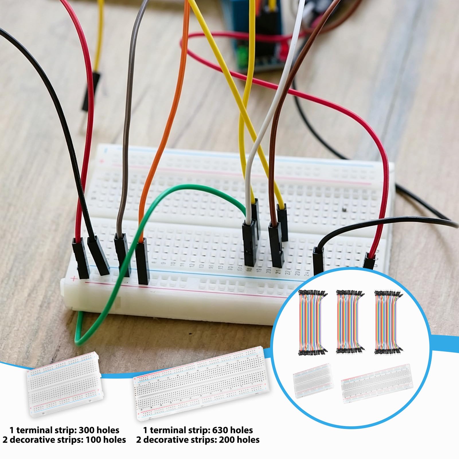 Breadboard Set 400 & 830 punti con cavo Dupont 40 pin jumper Wire (maschio, femmina, M-F), scheda elettronica senza piombo per progetti Arduino e Raspberry Pi breadboard ju