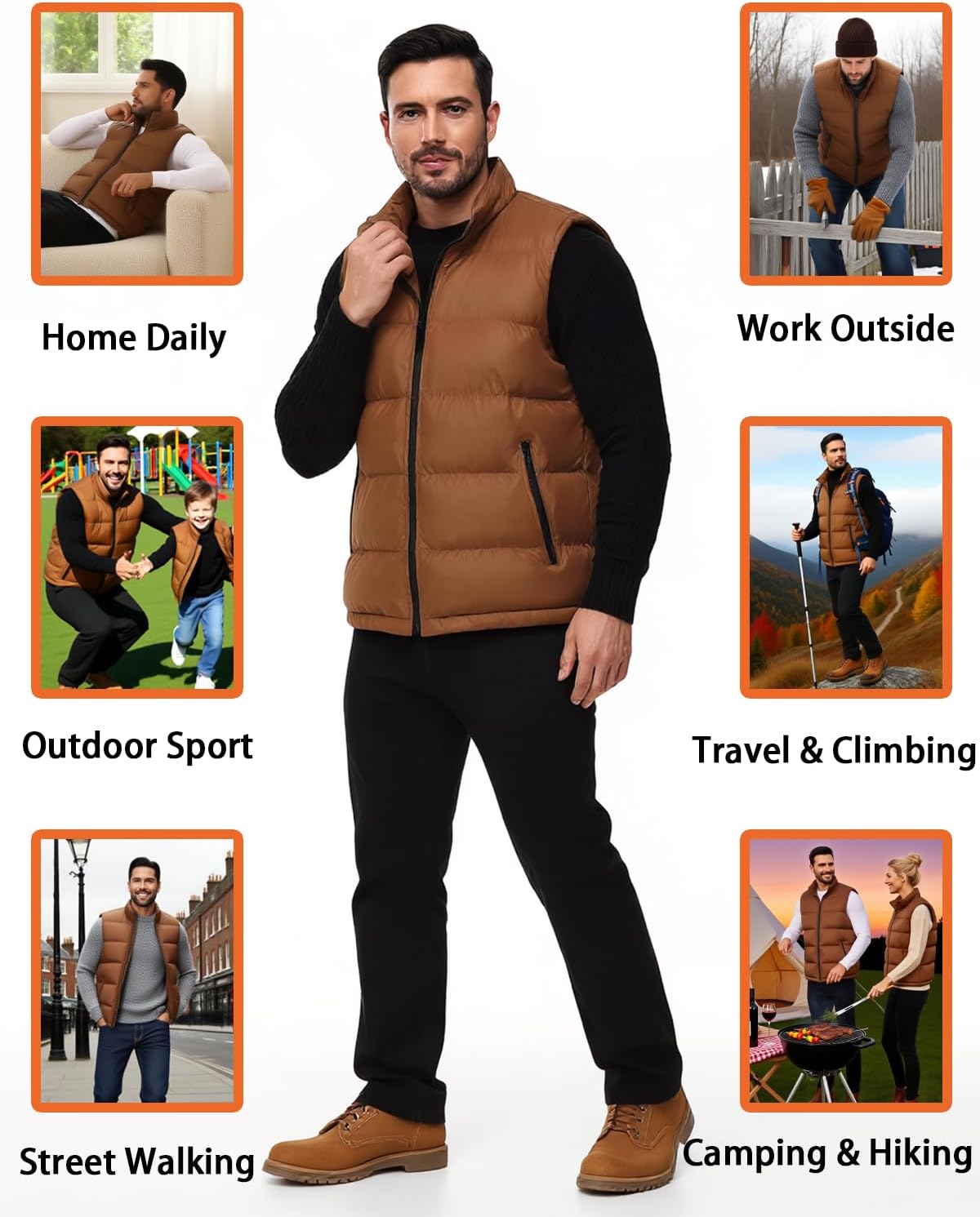 JIHUILAI Men's Puffer Vest Winter Jacket Warm Puffy Vests Men Outdoor Sleeveless Lightweight Water-Resistant Vest M To 5XL - Image 3