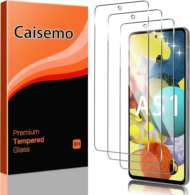 Caisemo (3 Pack) For Samsung Galaxy A51 Tempered Glass Screen Protector,9H Hardness, Anti Scartch,Soft Touch
