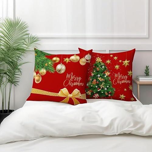 Miniatura 5 de Juego de 2 fundas de almohada con diseño de árbol de invierno, 18 x 18 pulgadas, diseño de árbol de invierno, con decoración de cremallera oculta