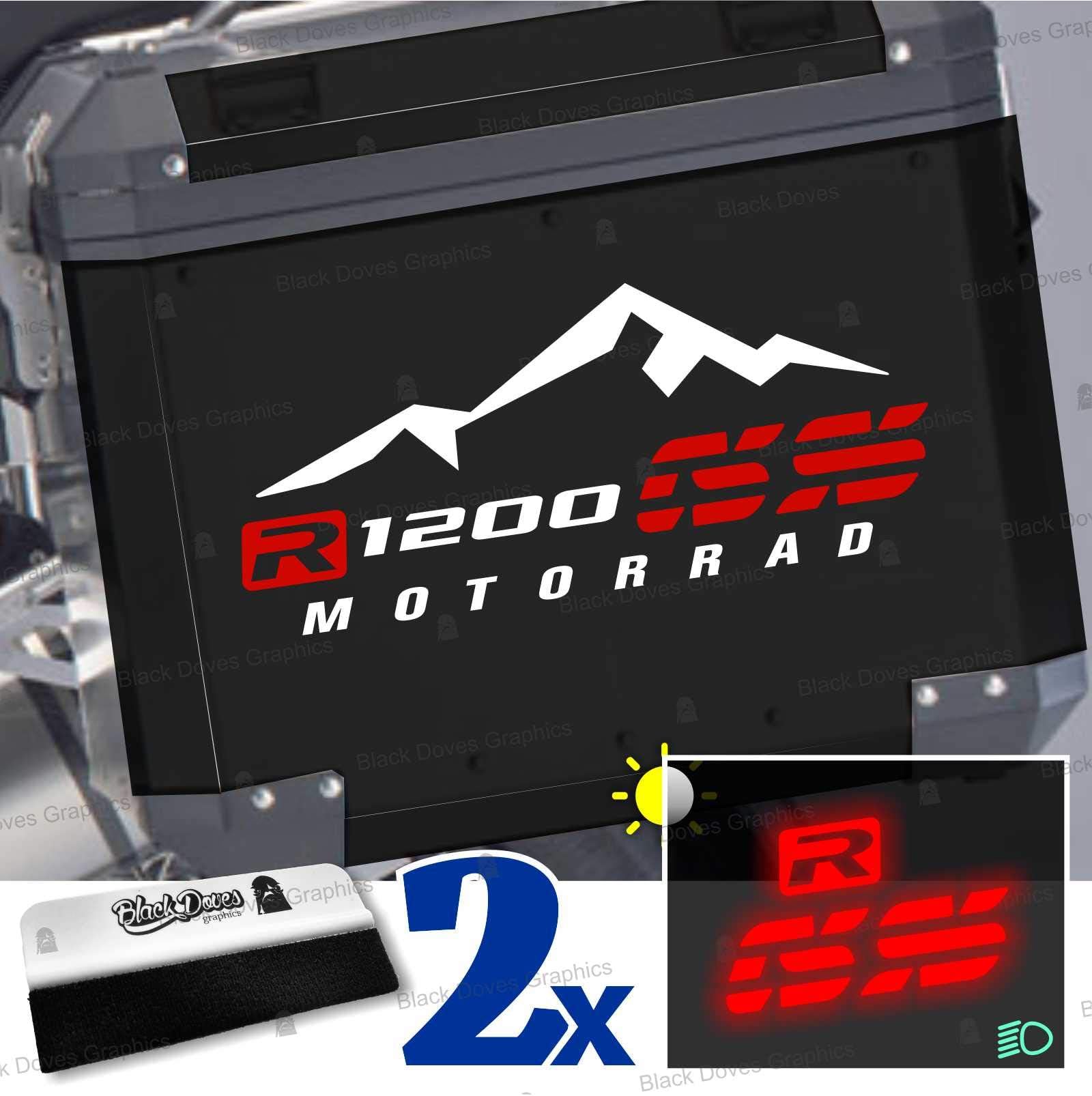 2pcs R1200GS compatible with BMW Motorrad R1200 ADVENTURE ADESIVI R 1200 GS for Touratech GIVI Trekker Outback Panniers (White/Red)