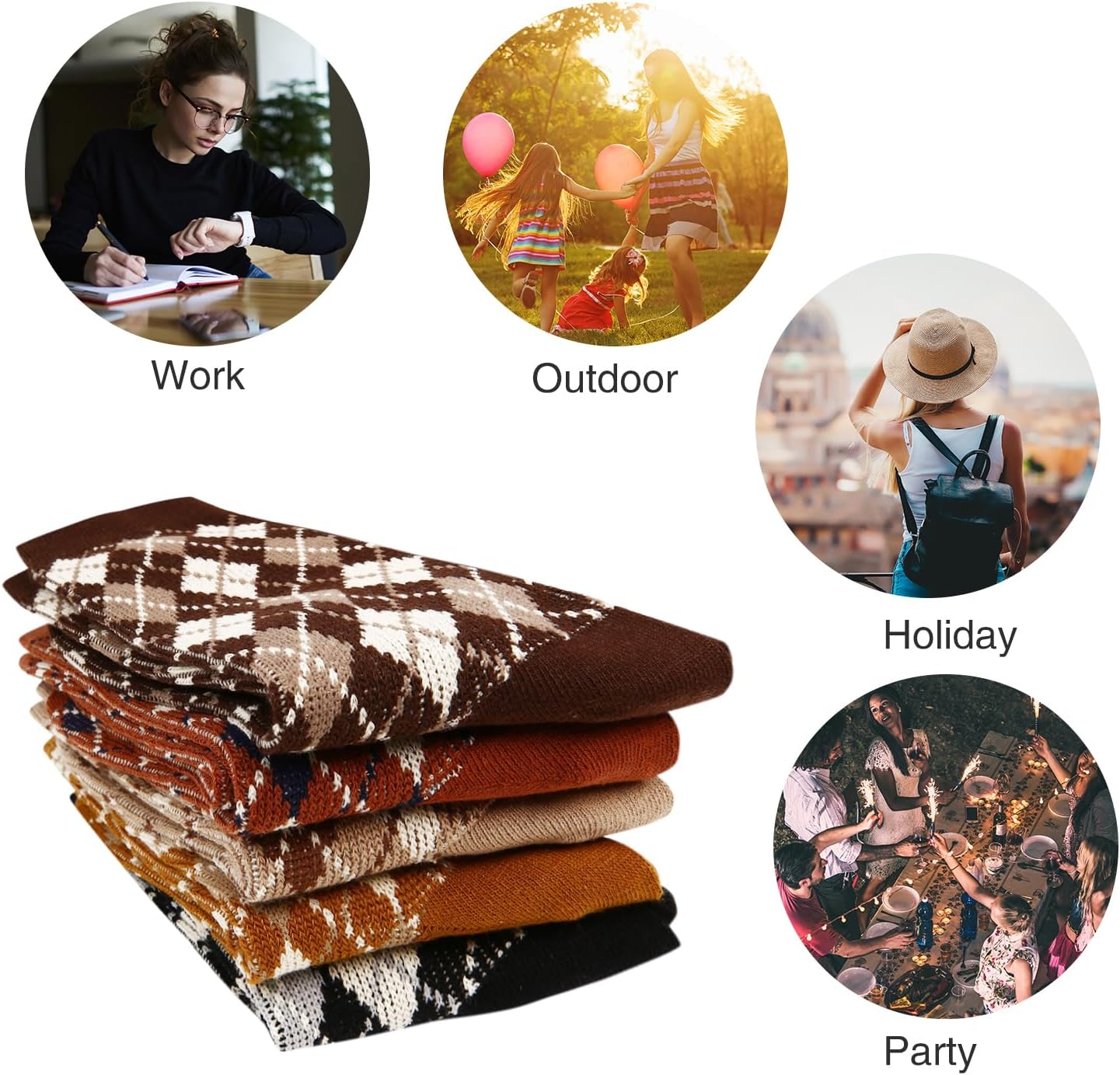 Benefeet Sox Womens Fun Patterned Crew Socks Gilrl Novelty Cute Cotton Casual Socks Colorful Checkered Argyle Dress Sock - Image 5