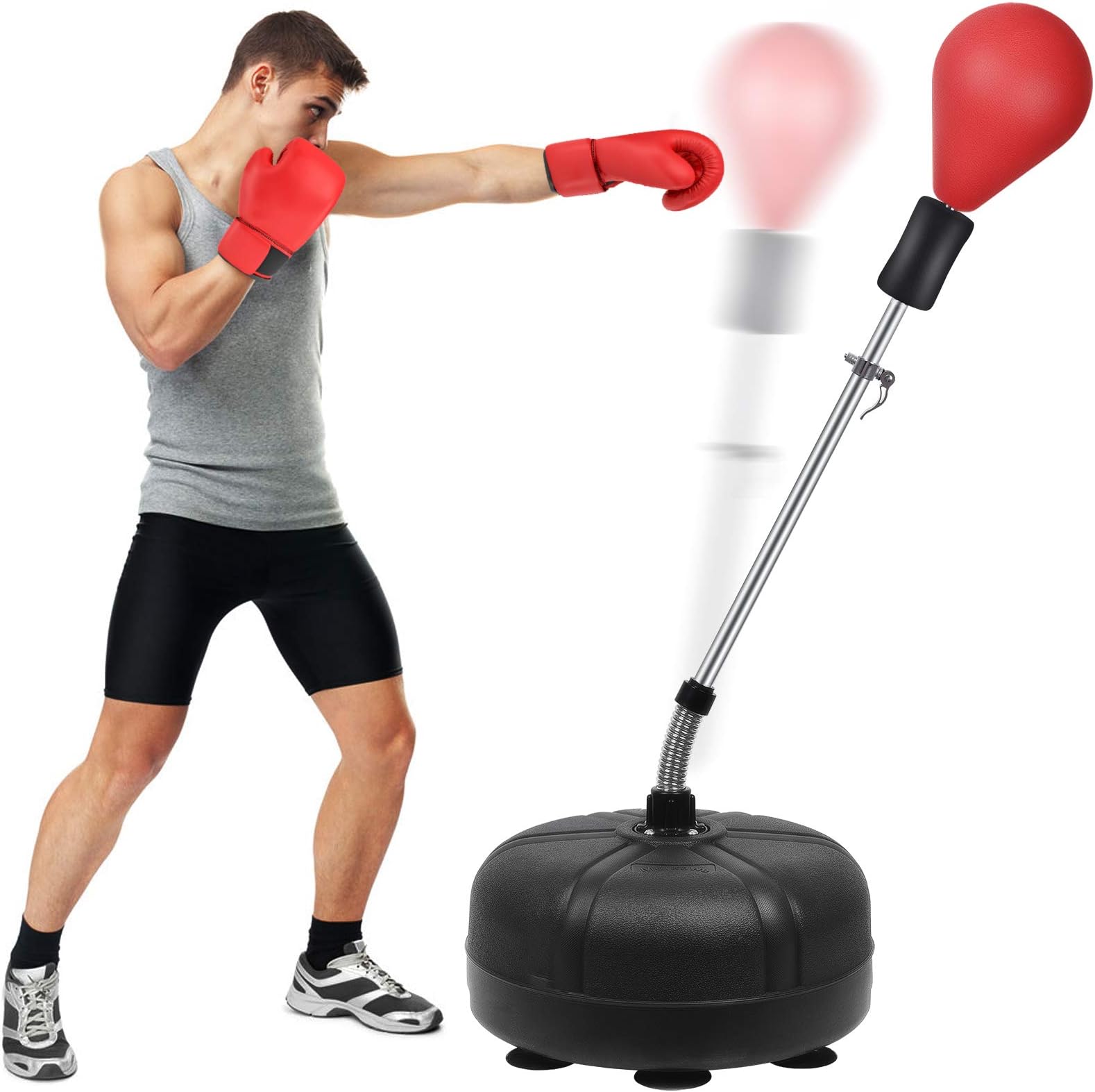 Mdikawe Punching Bag with Stand for Adults & Kids, Adjustable Height Freestanding Punching Ball Boxing Speed Bag, Ideal for MMA Reflex Speed Training, Fitness,Punching and Muscle Building