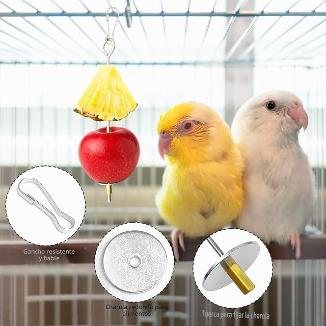 Foto 3 de 6 de YSDYY 2 Piezas De Comederos De Pájaros De Acero Inoxidable Y 3 Piezas De Alimento para Pájaros
