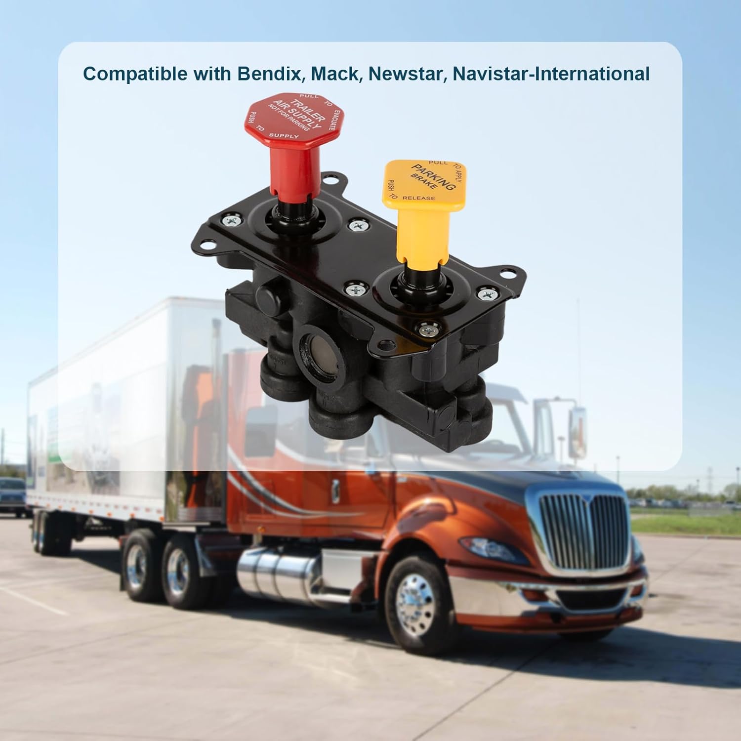800257 MV-3 Hand Operated Trailer Parking Manifold Dash Valve 800257 With 3/8" Push to Connect Ports Compatible with Bendix Brake Control Valve Truck