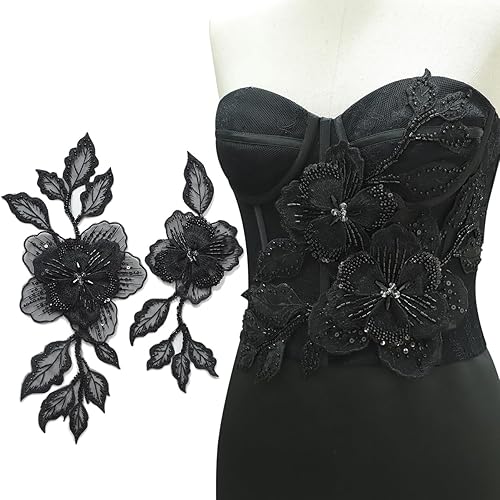 Miniatura 7 de AP03-WH) - Cuentas de costura hechas a mano, parches de encaje plateado brillante para coser en lentejuelas, accesorio de corpiño con cuentas de