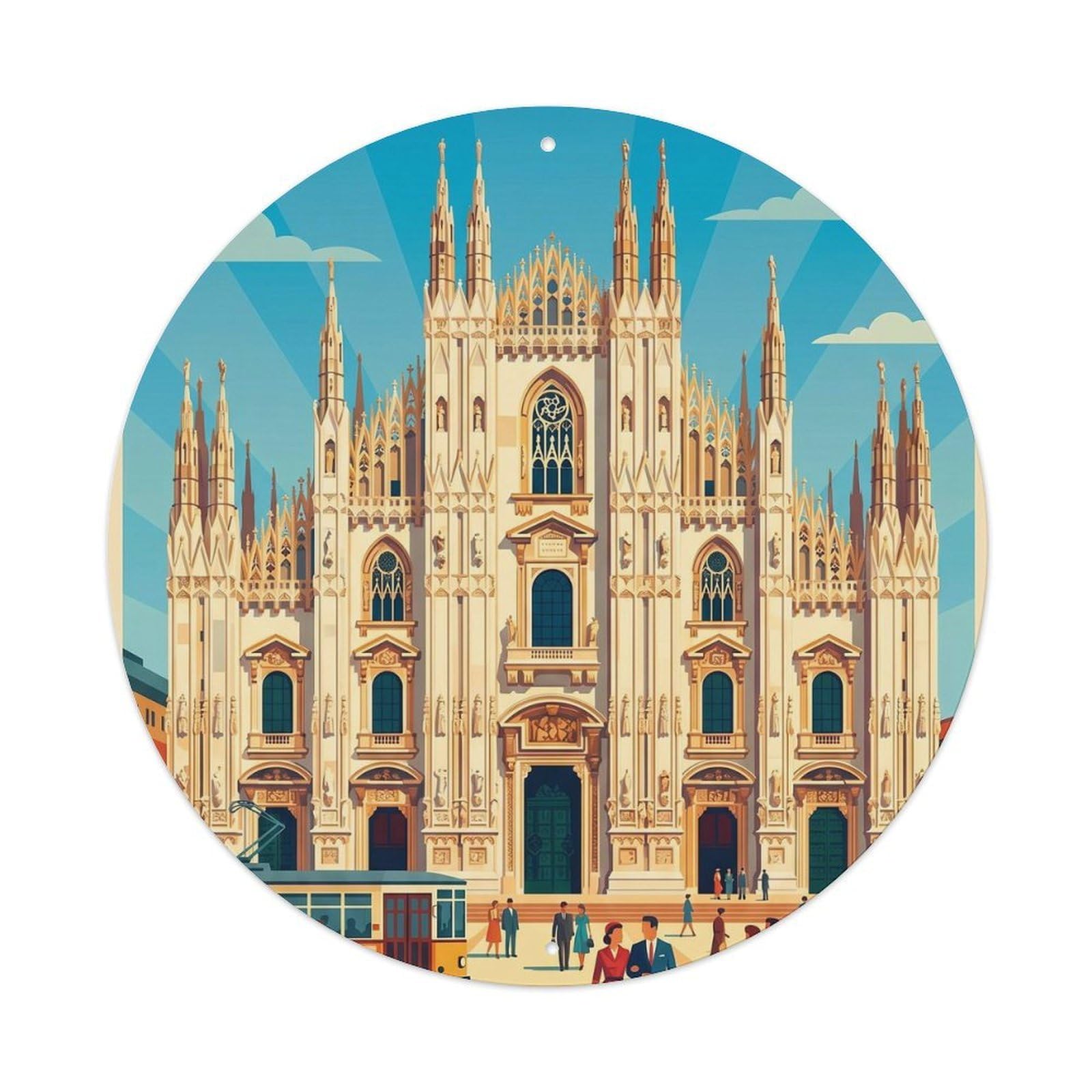 Vintage Travel Milan Italy Bright Metal Tin Sign