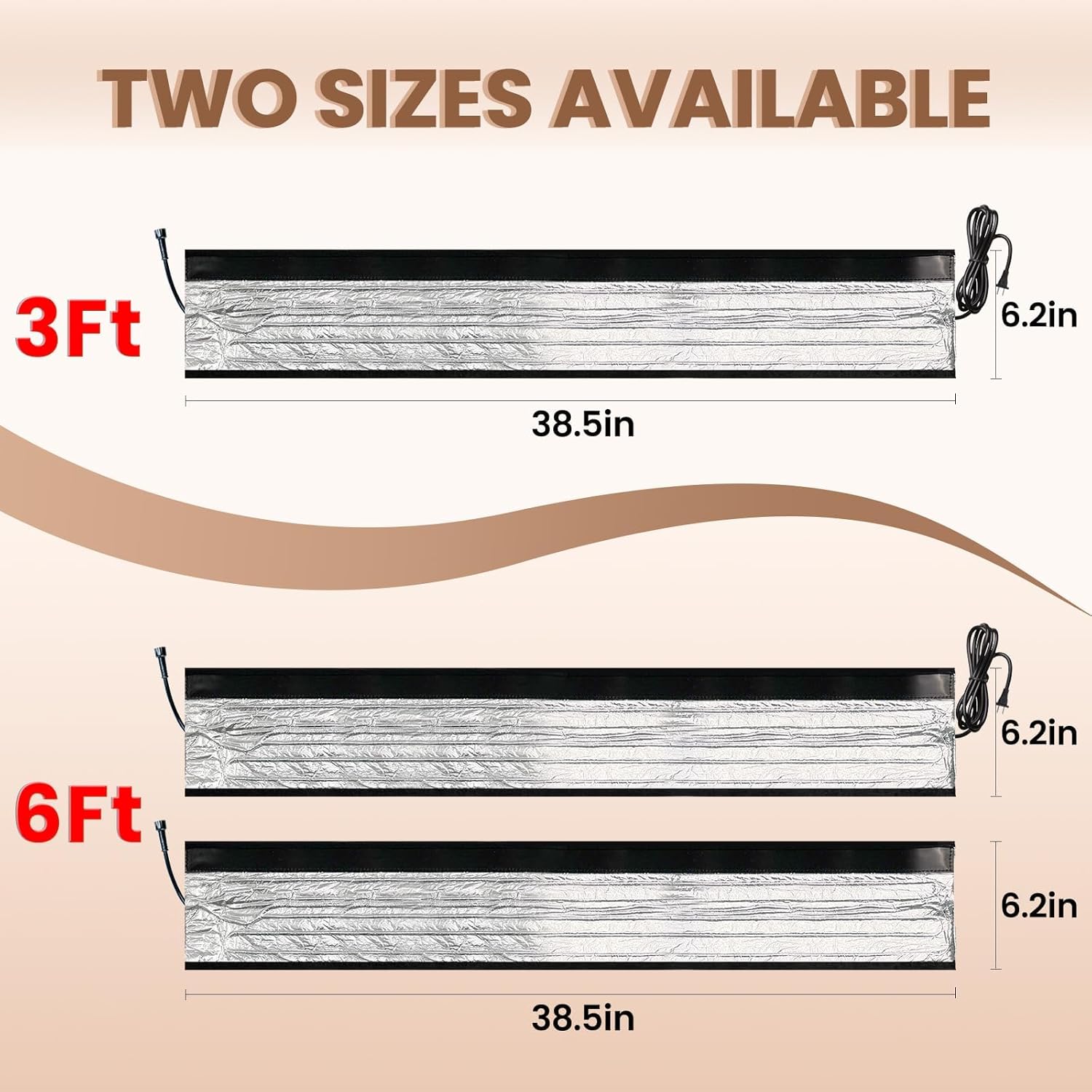 6 Ft YeloDeer 110 V~120 V Stickable Waterproof Pipe Heat Tape Blanket with 6 Ft Power Cord, 38.5" x 6.2" Aluminum Foil Water Heat Trace Blanket for Metal & Plastic Pipe freeze Protection