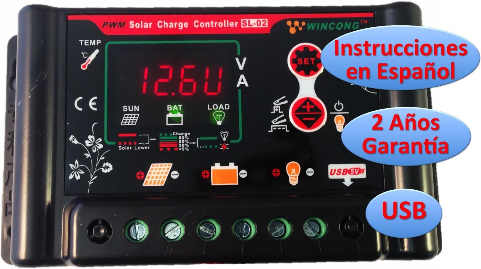 Programmable Solar Charge Regulator for 30A 12v/24v Lead Battery (PB)/VRLA (AGM)/Gel/Li-Ion/Lifepo4 (LFP) – SL02 – 30A.