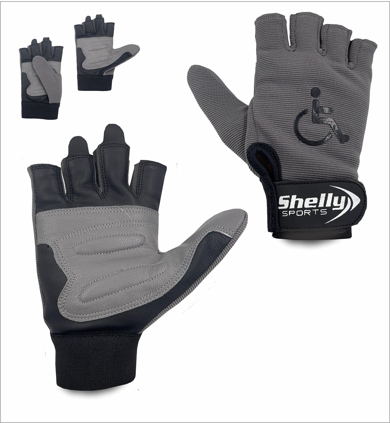 Gants de fauteuil roulant en cuir véritable paume rembourrée sans doigts antidérapants cyclisme légers M