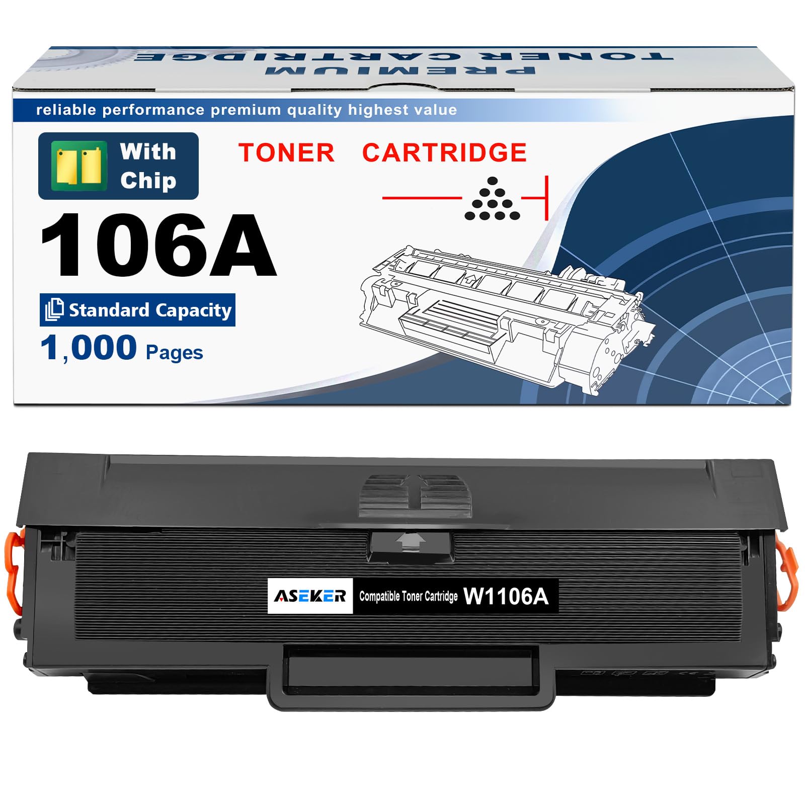 ASEKER Compatibile 106A W1106A Toner di Cartuccia per HP Laser 107 107w 107a 107r MFP 135 135wg 135a 135r 135w 137 137fwg 137fnw Stampanti 1000 Pagine ( Nero, con Chip )