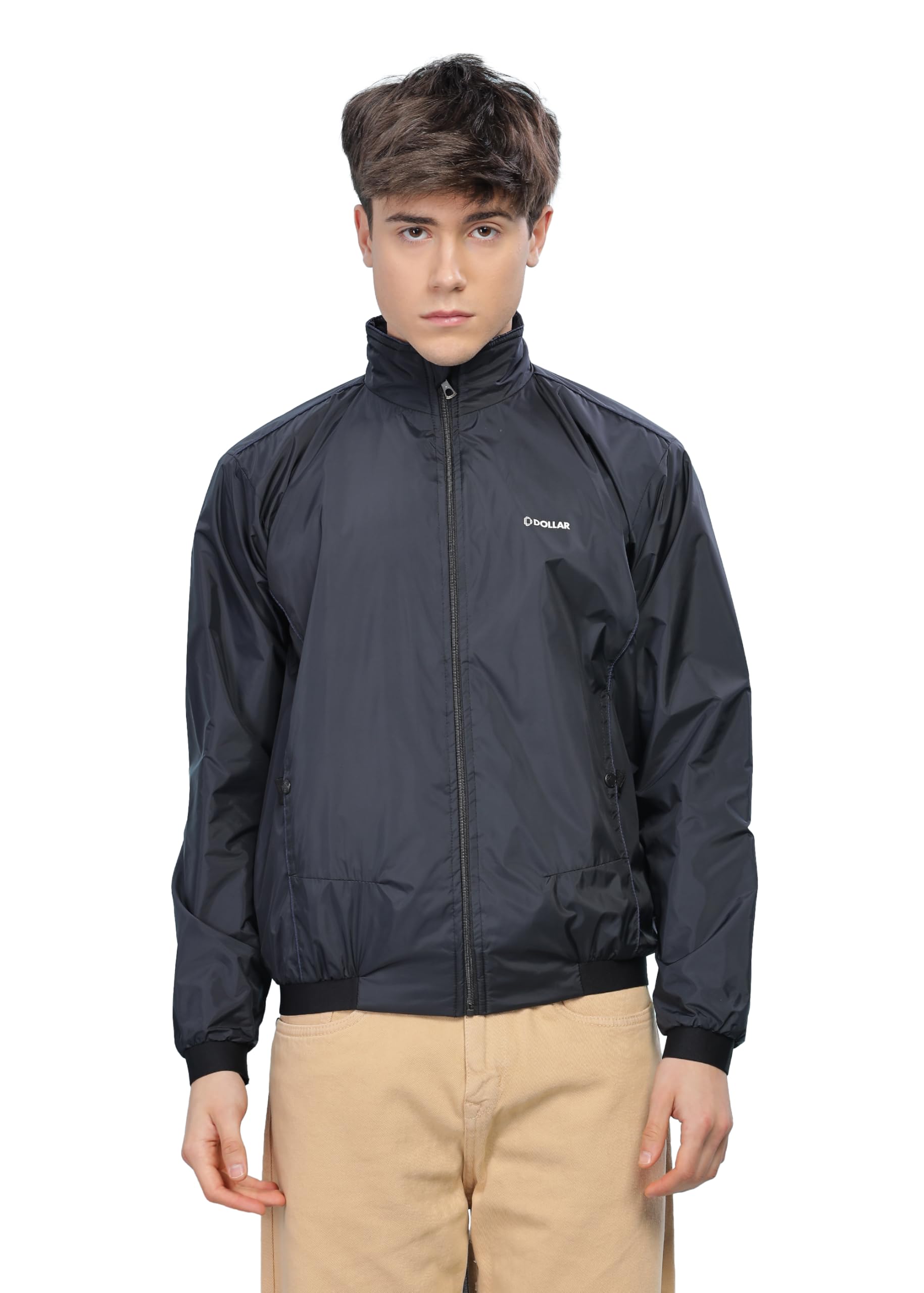 dollar Men's Polyester Solid Windcheater Jacket With Button Pockets-picture-26