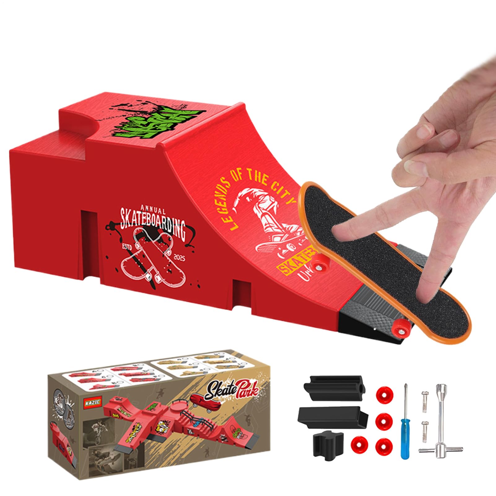 Finger Skateboard | with Fingerboard Small Toys - Finger Board Skate Training Ramp | for Kids Adults Indoor Outdoor Home Travel Classroom Party Competition — view 11