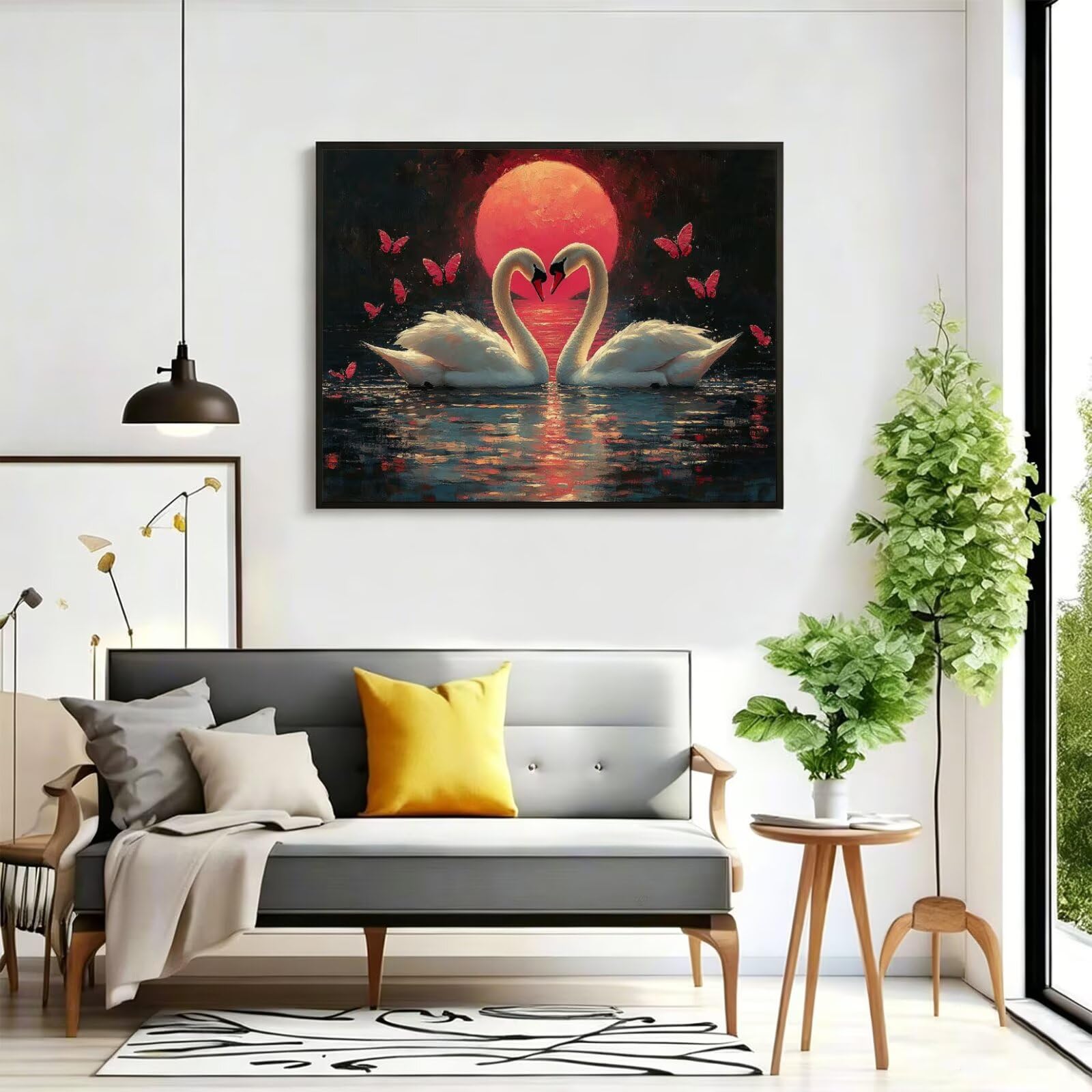 Pintar por Numeros cisne Pinturas Acrilicas Animal Pintura por Numeros Adultos DIY Lienzos para Pintar, Pintura Acrilica Manualidades, Decoración para Hogar, Regalos Cumpleaños 70x90cm Sin Marco q-856