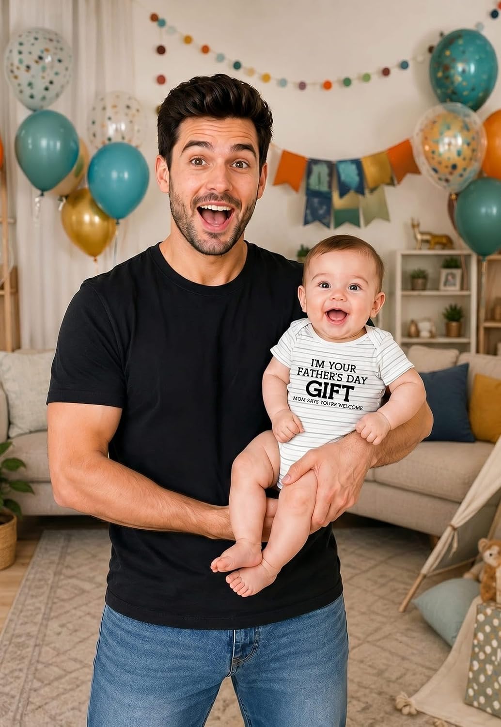 Tstars Best Dad Ever Baby Bodysuit Newborn Boy Girl Father's Day Outfit image 4