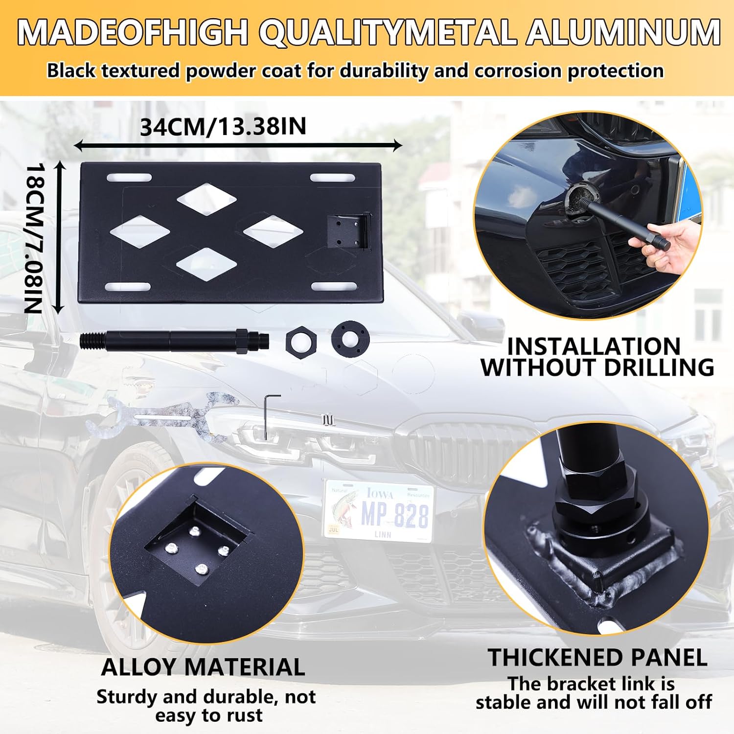 Front Bumper Tow Hook License Plate Frame Bracket Compatible with BMW 3 Series G20 2020-2026,No Drill Tow Bumper Tow Hole Hook License Plate Mount Adapter Relocation Kit Accessories (Only for G20)