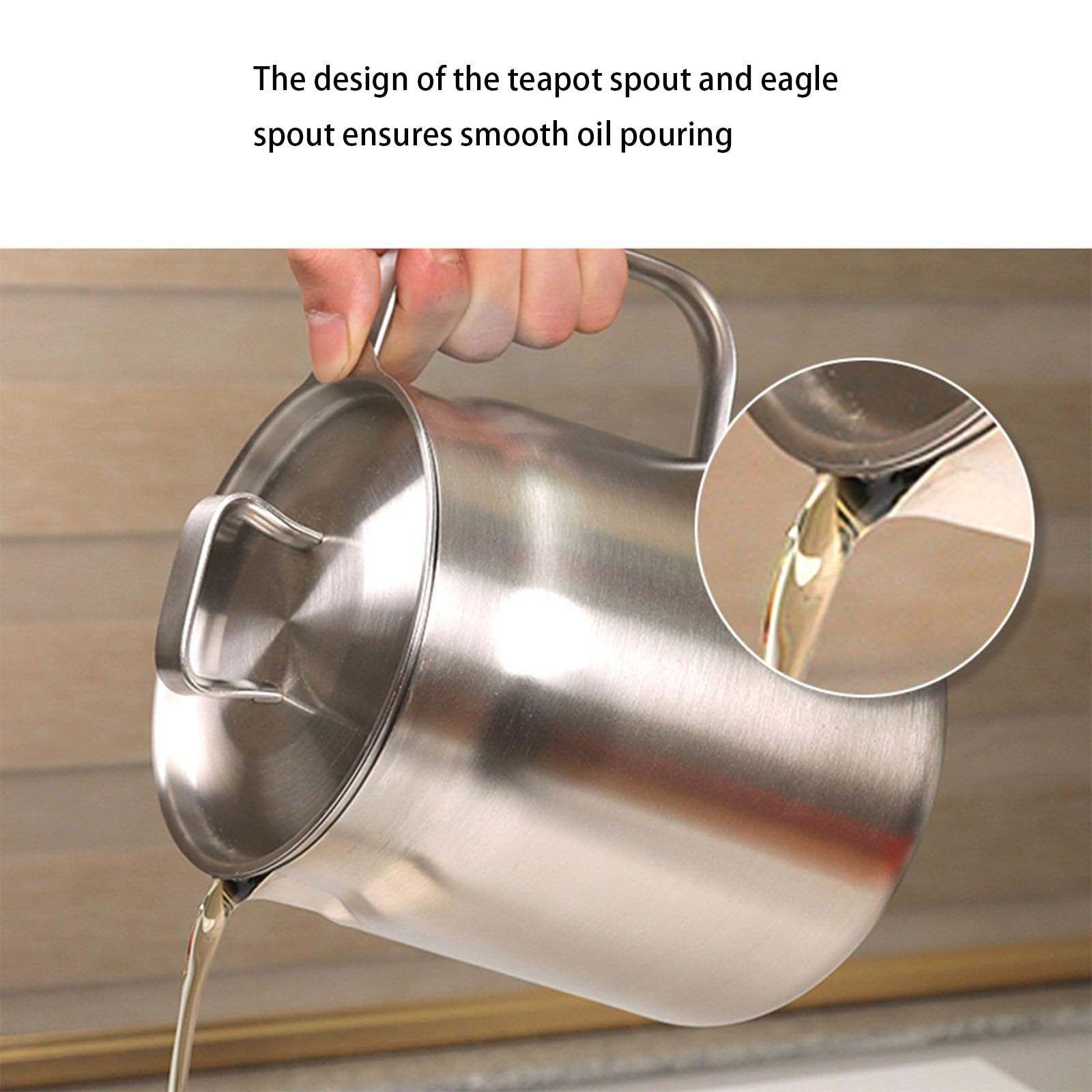 2-in-1 Oil Strainer Pot,Stainless Steel Oil Filter Pot,304 Stainless Steel Large Capacity Versatile Oil Filter Pot,304 Stainless Steel,Multi-Functional Oil Filter Tank with Fried Basket