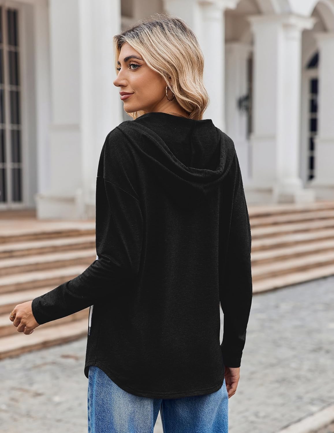 Zeagoo Hoodies for Women Long Sleeve Drawstring V Neck Pullover Sweatshirts Shirts Loose Casual Fall Tops - Image 6