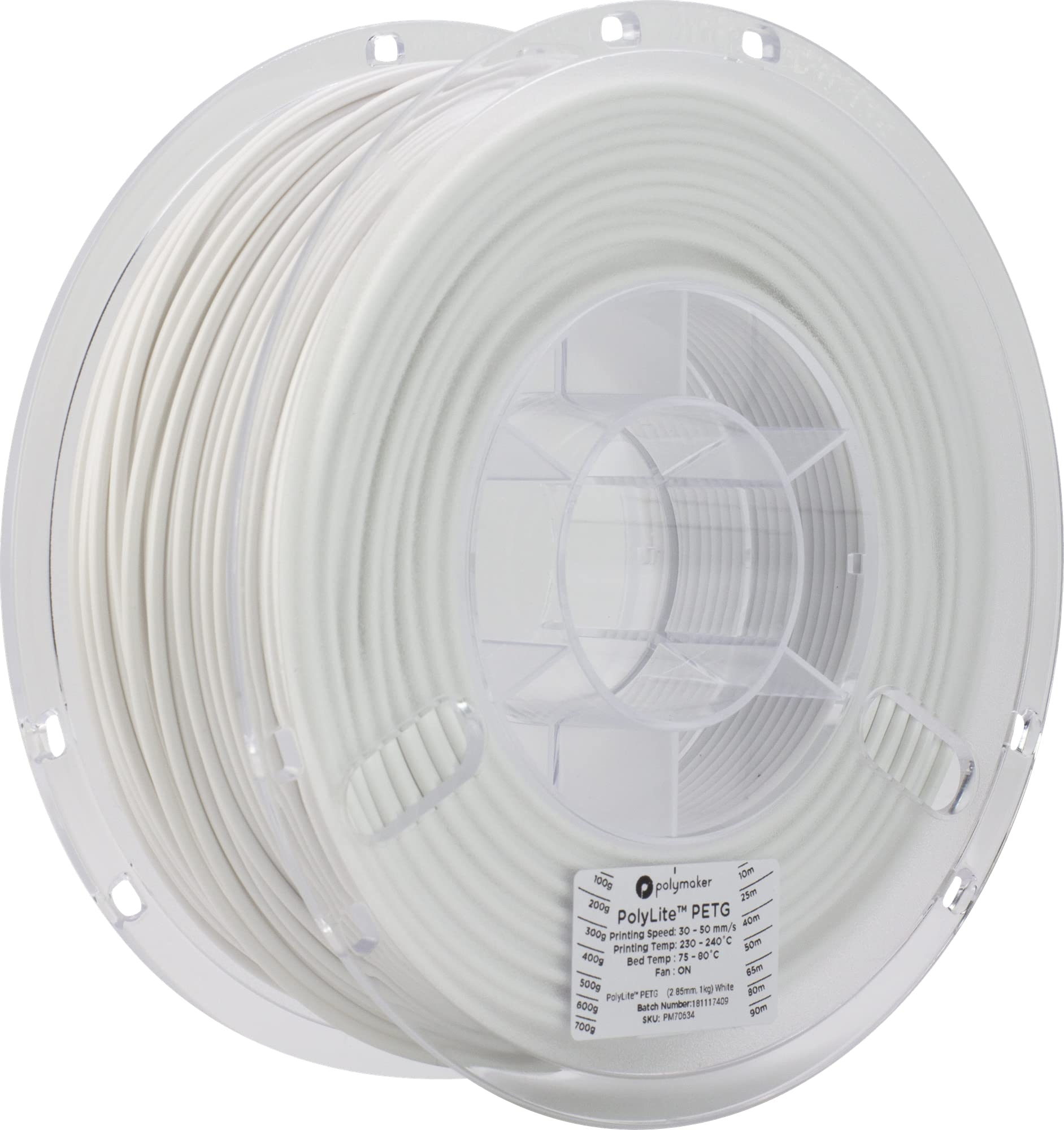 Polymaker PolyLite PETG 3D Printer Filament, 3D Printing Filament, 2.85 PETG - 1Kg Spool (2.2lbs) White Filament [Random Outer Packaging]-image-47