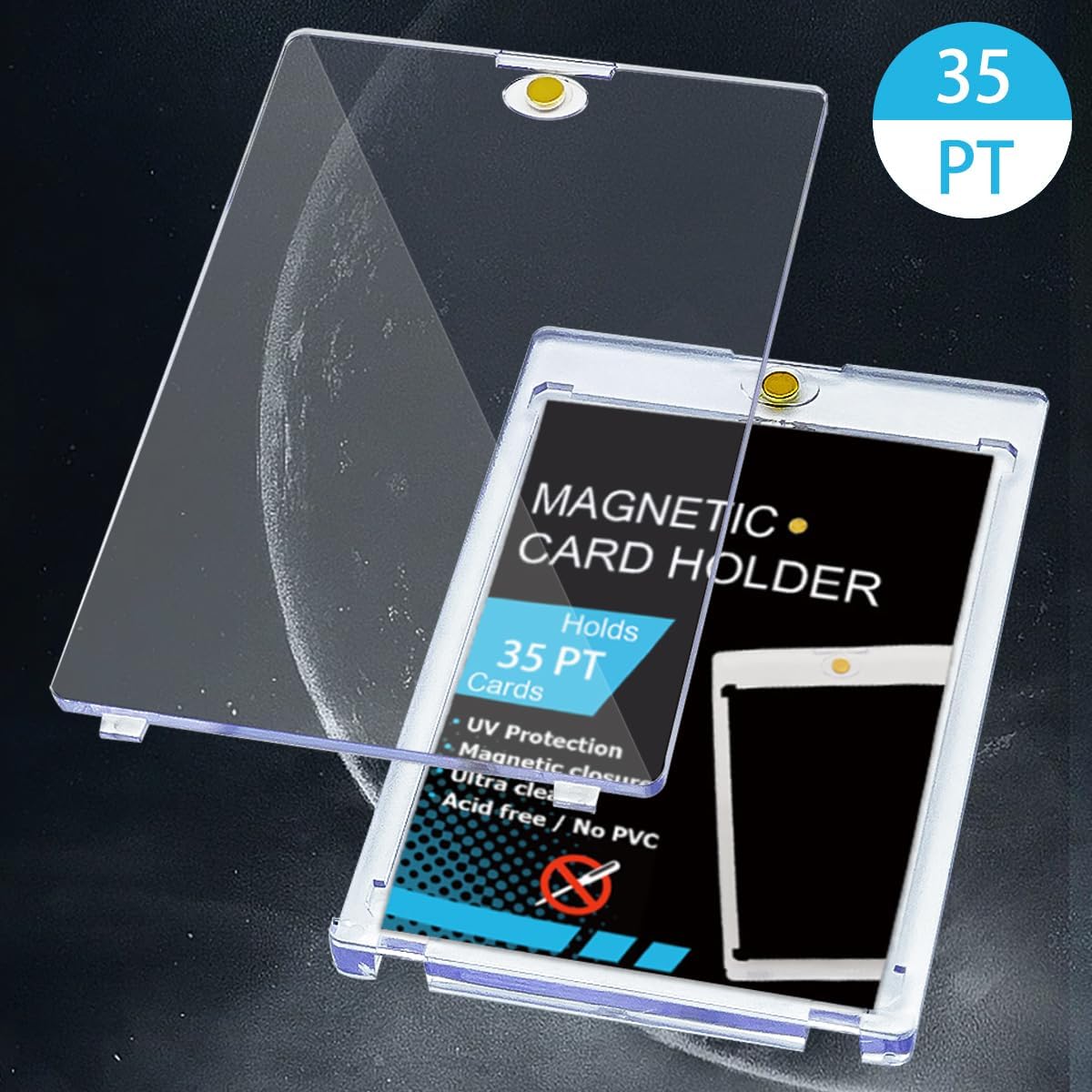 50PCS Magnetic Card Holder, 2-Piece Design with Gold Magnet, Holders for Trading & Sports Cards