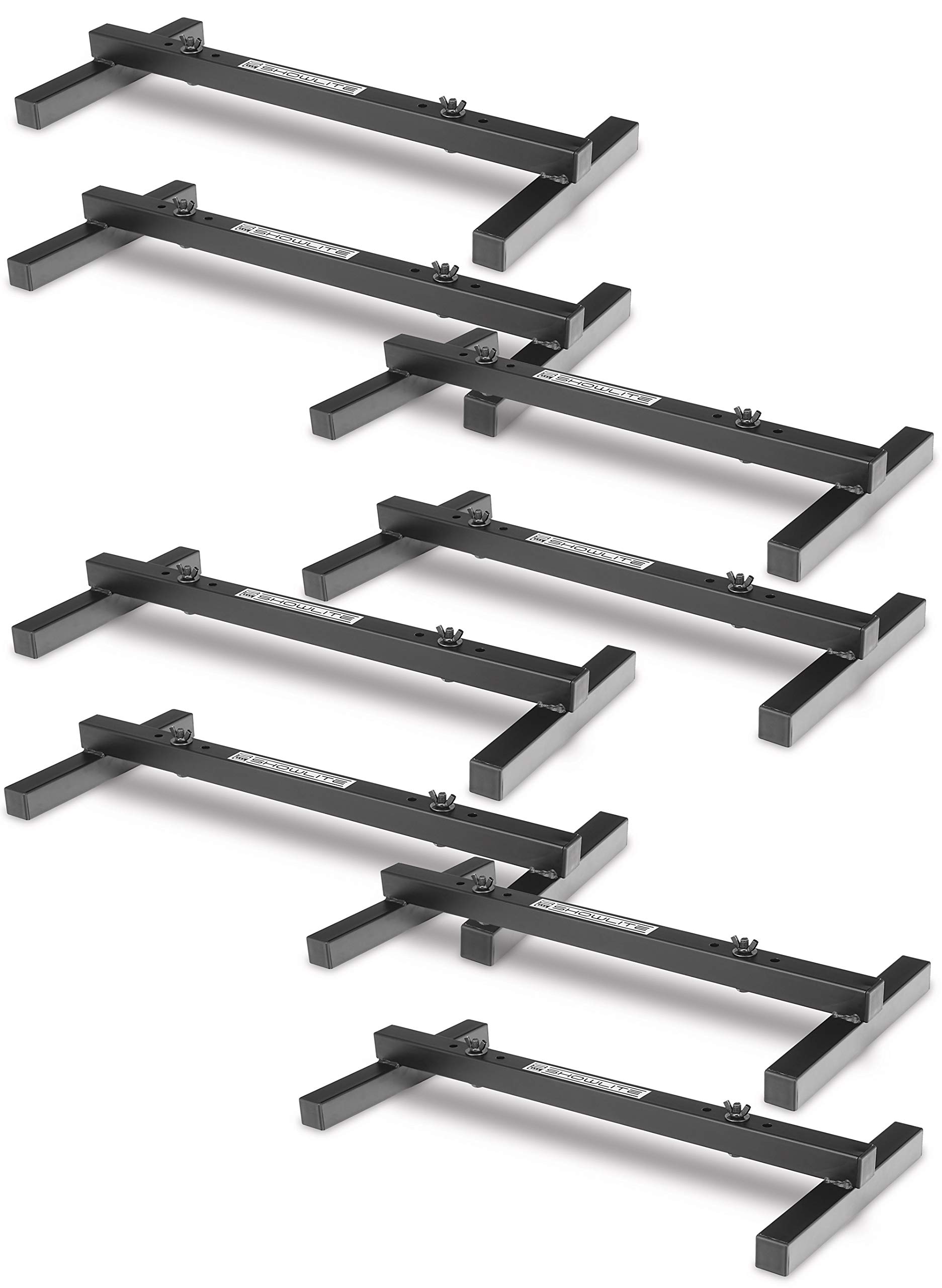Set de 8 Pieds De Sol Showlite FLS-20 PAR (pieds doubles pour poser deux projecteurs, base 55,5 x 25,5 cm, hauteur 6 cm, construction robuste, empilables) Noir