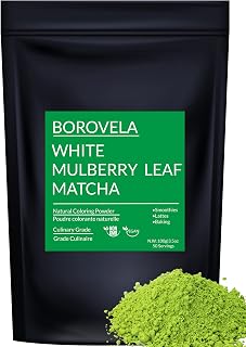 Hoja de morera blanca japonesa estilo Matcha en polvo - Superalimento verde - Sin cafeína - Colorante verde natural bolsa de 100g paquete de 1