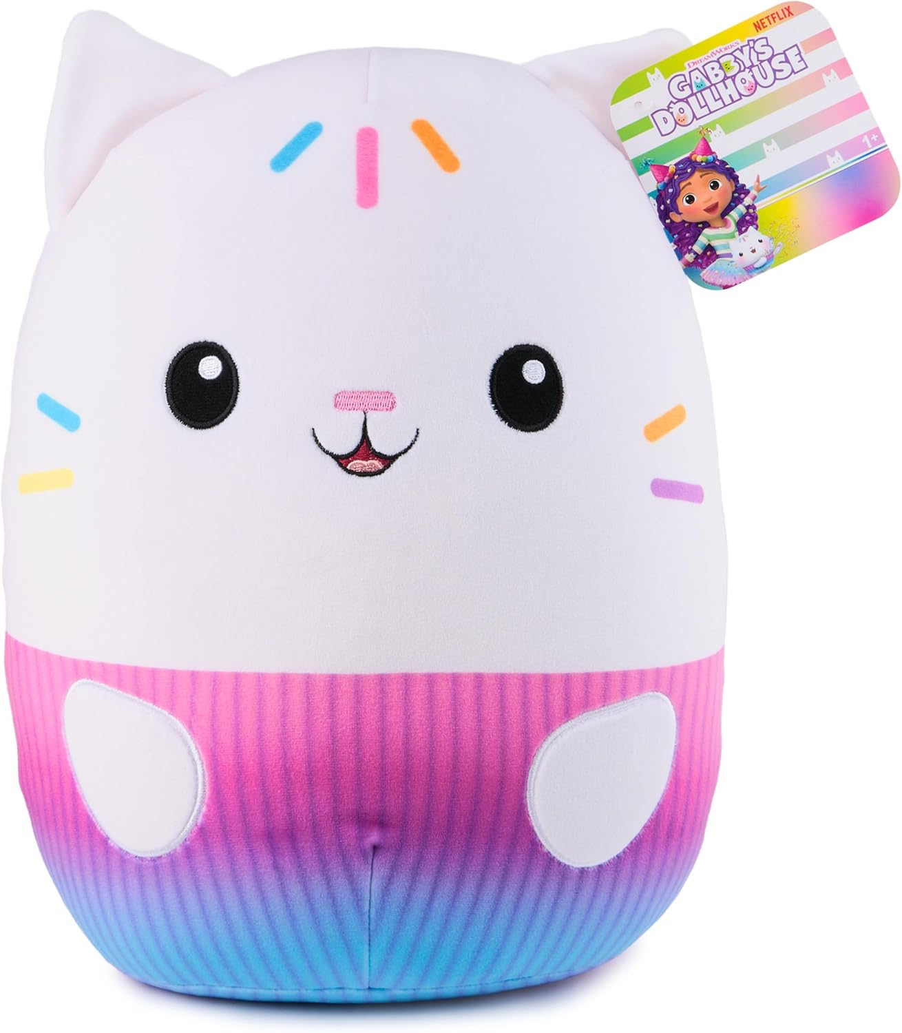 GUND Gabby’s Dollhouse Official Cakey Cat Squishy Plush Toy, Cat Stuffed Animal, Squishy Toys for Ages 1 & Up, White, 12”