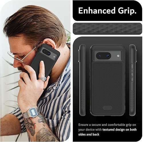 Vista 49 de TUDIA MergeGrip - Funda para Google Pixel 7a 2023, [probada en caídas de grado militar] borde elevado para protección de pantalla y cámara, doble